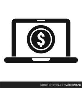 Laptop online money icon simple vector. Payment cash. Digital pay. Laptop online money icon simple vector. Payment cash