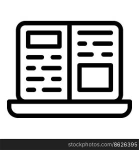 Laptop online newspaper icon outline vector. Digital book. Media read. Laptop online newspaper icon outline vector. Digital book