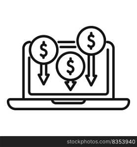 Laptop online profit icon outline vector. Social business. Mobile conversion. Laptop online profit icon outline vector. Social business