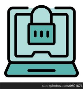 Laptop online share icon outline vector. Access server. Security private color flat. Laptop online share icon vector flat