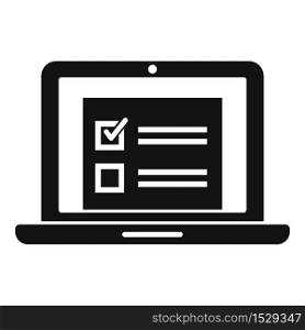Laptop online survey icon. Simple illustration of laptop online survey vector icon for web design isolated on white background. Laptop online survey icon, simple style