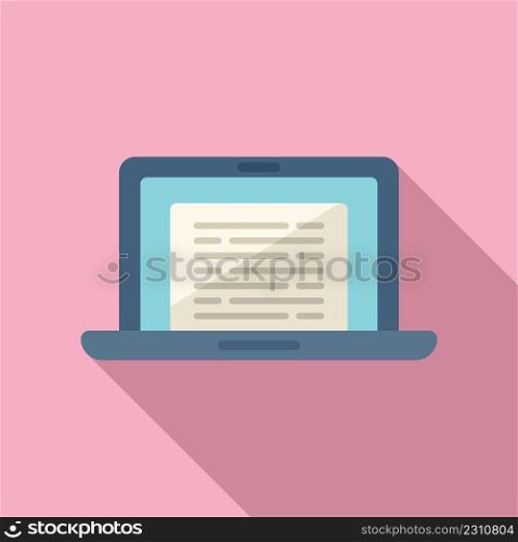 Laptop online test icon flat vector. Remote course. Desk education. Laptop online test icon flat vector. Remote course