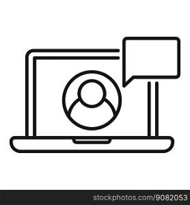 Laptop online trust icon outline vector. Social business. Focus team. Laptop online trust icon outline vector. Social business