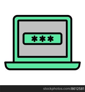 Laptop password icon outline vector. Cyber attack. Internet data. Laptop password icon outline vector. Cyber attack