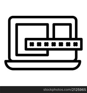 Laptop password icon outline vector. Sms login. Internet mobile. Laptop password icon outline vector. Sms login