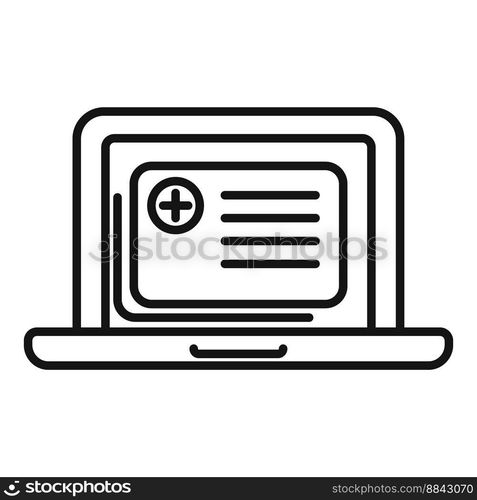 Laptop patient card icon outline vector. Record doctor. Computer electronic. Laptop patient card icon outline vector. Record doctor