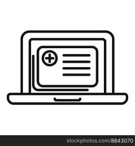 Laptop patient card icon outline vector. Record doctor. Computer electronic. Laptop patient card icon outline vector. Record doctor
