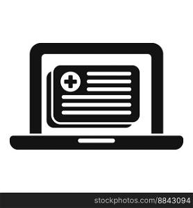 Laptop patient card icon simple vector. Record doctor. Computer electronic. Laptop patient card icon simple vector. Record doctor