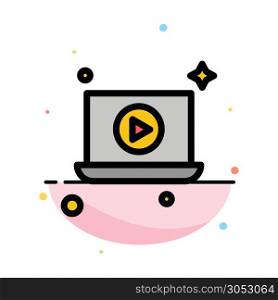 Laptop, Play, Video Abstract Flat Color Icon Template