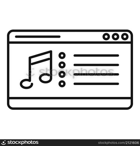 Laptop playlist icon outline vector. Music audio. Listen playlist. Laptop playlist icon outline vector. Music audio