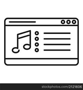 Laptop playlist icon outline vector. Music audio. Listen playlist. Laptop playlist icon outline vector. Music audio