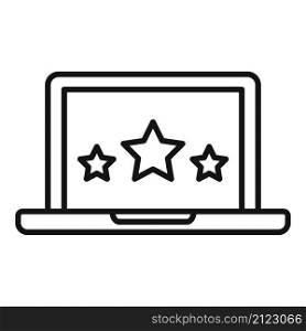 Laptop product review icon outline vector. Online evaluation. Customer star. Laptop product review icon outline vector. Online evaluation