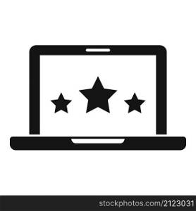 Laptop product review icon simple vector. Online evaluation. Customer star. Laptop product review icon simple vector. Online evaluation