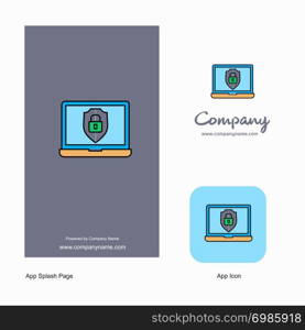 Laptop protected Company Logo App Icon and Splash Page Design. Creative Business App Design Elements