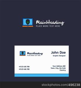 Laptop protected logo Design with business card template. Elegant corporate identity. - Vector