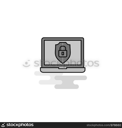 Laptop protected Web Icon. Flat Line Filled Gray Icon Vector