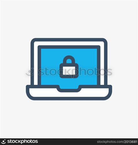 laptop protection icon flat illustration