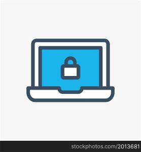 laptop protection icon flat illustration