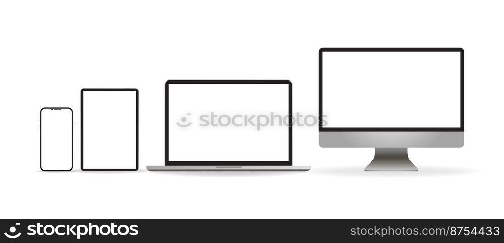 Laptop realistic. Device in mockup style. Set realistic vector devices on a white background. vector illustration