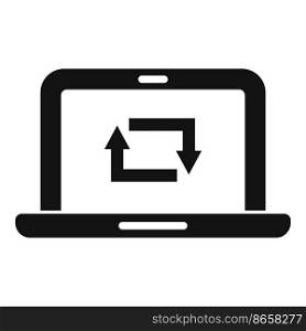 Laptop repost icon simple vector. Repost page. Data check. Laptop repost icon simple vector. Repost page
