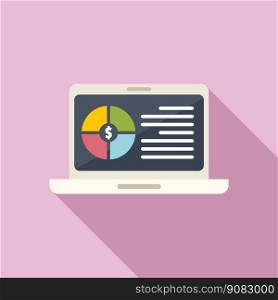 Laptop result money icon flat vector. Financial growth. Success invest. Laptop result money icon flat vector. Financial growth