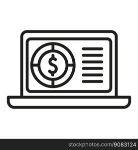 Laptop result money icon outline vector. Financial growth. Success invest. Laptop result money icon outline vector. Financial growth