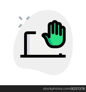 Laptop’s hand feature used for command.