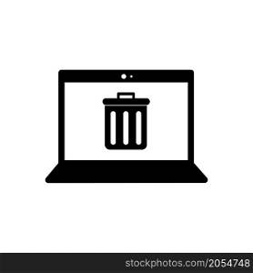 Laptop screen icon. Trash can sign. Line art. Modern design. Technology background. Vector illustration. Stock image. EPS 10.. Laptop screen icon. Trash can sign. Line art. Modern design. Technology background. Vector illustration. Stock image.