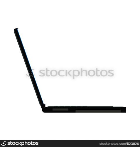 Laptop side view vector icon concept screen. Business computer office notebook. Black PC display flat smart device