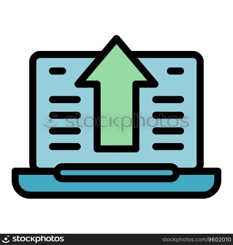 Laptop software icon outline vector. Computer building. Web work color flat. Laptop software icon vector flat