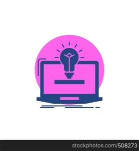 laptop, solution, idea, bulb, solution Glyph Icon.. Vector EPS10 Abstract Template background