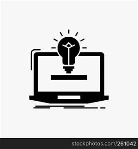 laptop, solution, idea, bulb, solution Glyph Icon. Vector isolated illustration