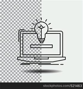 laptop, solution, idea, bulb, solution Line Icon on Transparent Background. Black Icon Vector Illustration. Vector EPS10 Abstract Template background