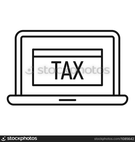 Laptop tax center icon. Outline laptop tax center vector icon for web design isolated on white background. Laptop tax center icon, outline style