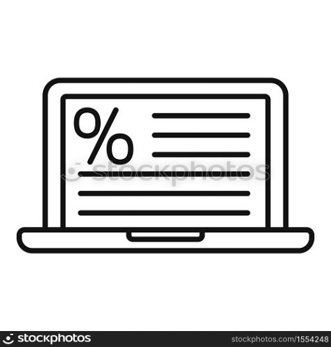 Laptop tax regulation icon. Outline laptop tax regulation vector icon for web design isolated on white background. Laptop tax regulation icon, outline style