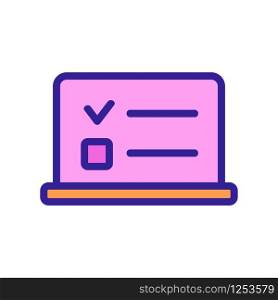 Laptop test icon vector. Thin line sign. Isolated contour symbol illustration. Laptop test icon vector. Isolated contour symbol illustration
