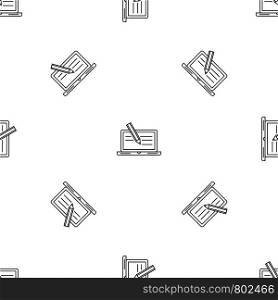 Laptop text writing pattern seamless vector repeat geometric for any web design. Laptop text writing pattern seamless vector