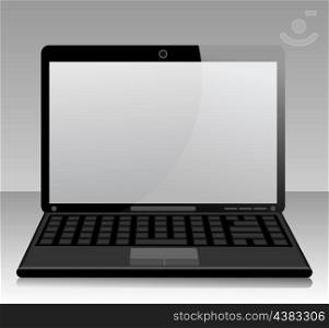 Laptop. The laptop with the chamber on a grey background. A vector illustration