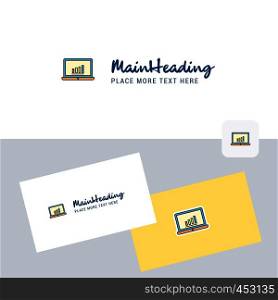 Laptop vector logotype with business card template. Elegant corporate identity. - Vector