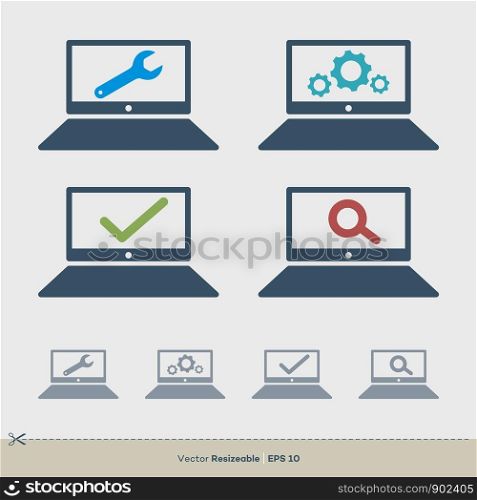 Laptop Vector Template. Computer Icon Logo Illustration Design. Vector EPS 10.
