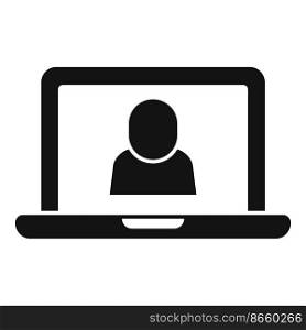 Laptop video call icon simple vector. Contact page. Info online. Laptop video call icon simple vector. Contact page