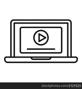 Laptop video editing icon outline vector. Screen camera. Film editor. Laptop video editing icon outline vector. Screen camera