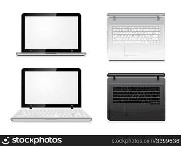 laptop view from the front and top. Vector illustration on white