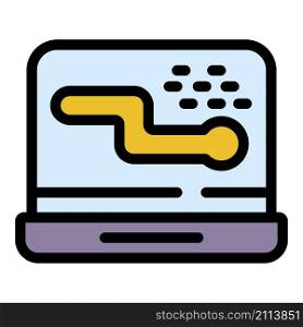 Laptop virus worm icon. Outline laptop virus worm vector icon color flat isolated. Laptop virus worm icon color outline vector