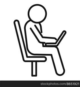 Laptop waiting area icon outline vector. Service interior. Wait room. Laptop waiting area icon outline vector