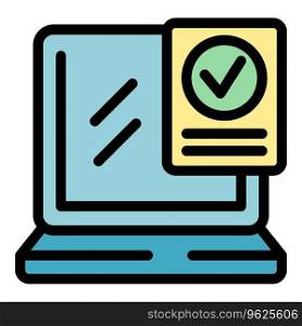 Laptop warranty icon outline vector. Certificate card. Security document color flat. Laptop warranty icon vector flat