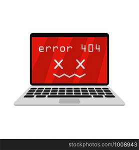 laptop web error 404 in flat style, vector illustration. laptop web error 404 in flat style, vector