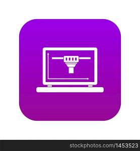 Laptop with 3D design icon digital purple for any design isolated on white vector illustration. Laptop with 3D design icon digital purple