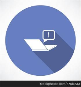 laptop with an exclamation mark icon. Flat modern style vector illustration