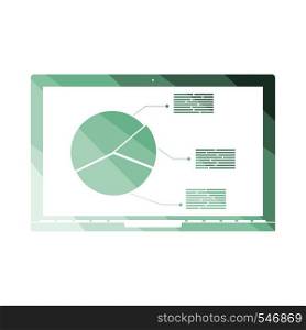 Laptop With Analytics Diagram Icon. Flat Color Ladder Design. Vector Illustration.